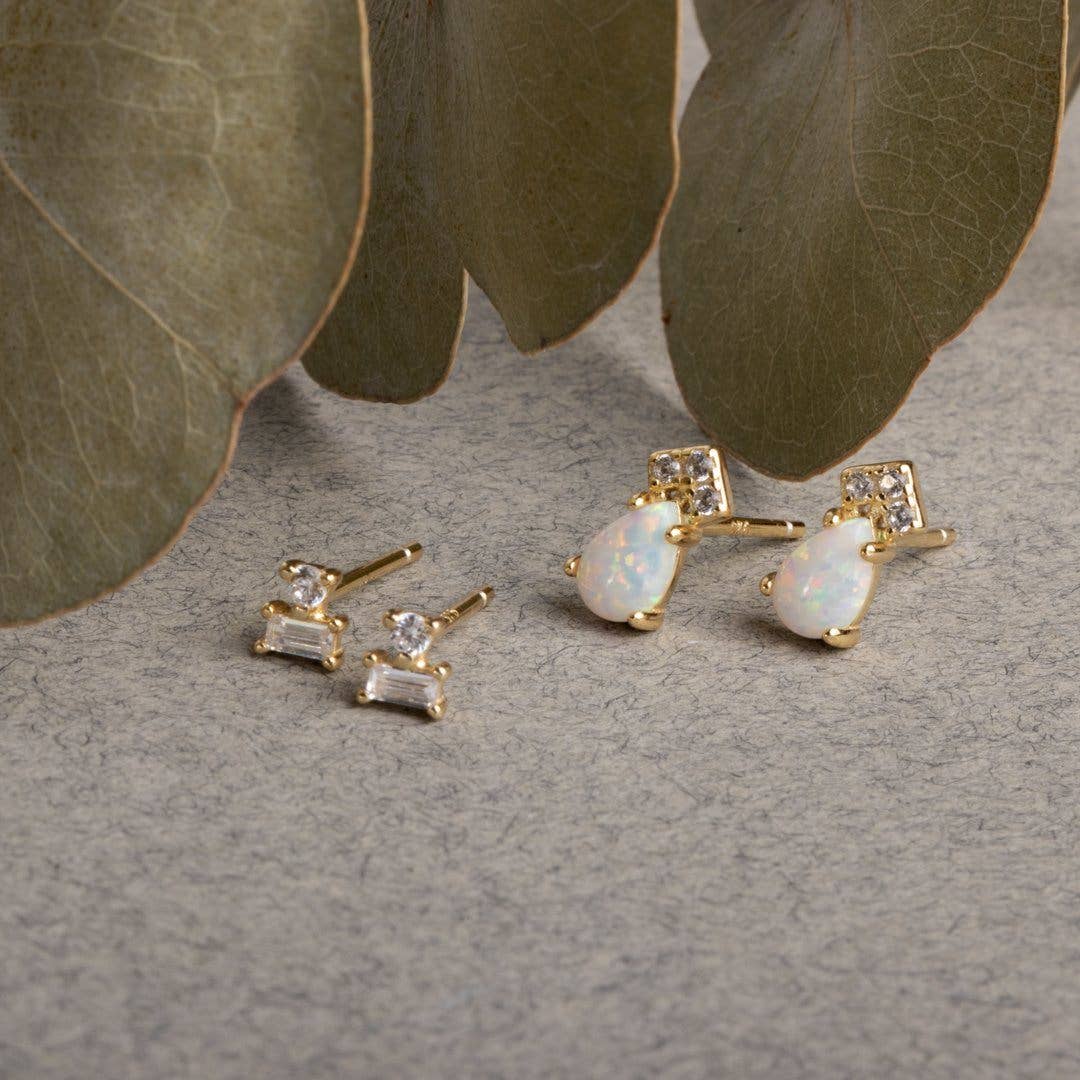 Opal Cross Drop Earrings - Approximately 1.5